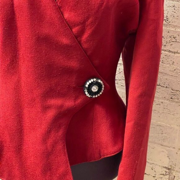 Vintage Mon-Liz Paris Red Beaded 80's Wool Jacket Small - Picture 3 of 10